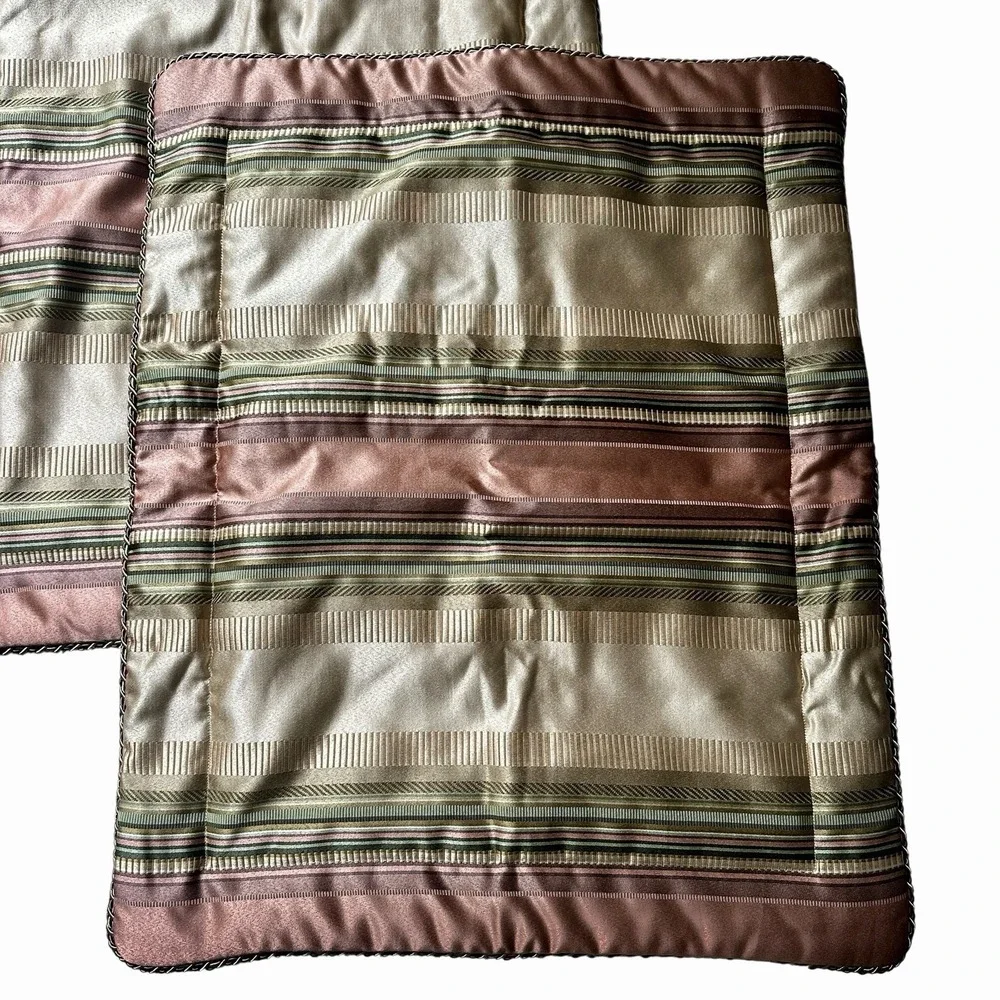 Croscill Standard 2 Pillow Shams 27x21 Inch Carrington Stripes Elegant Damask